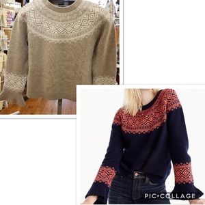 🍁 J Crew Wool Sweater Cream with white print